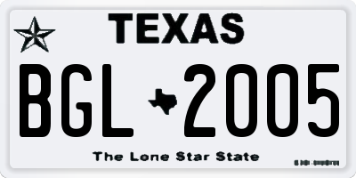 TX license plate BGL2005