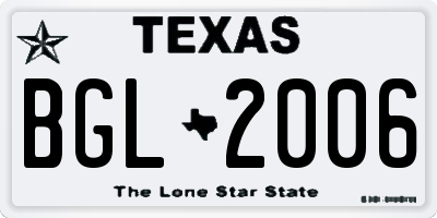 TX license plate BGL2006