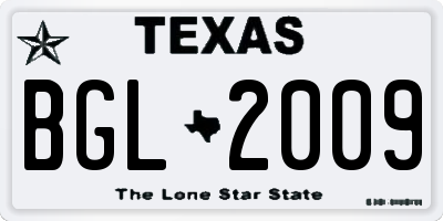 TX license plate BGL2009