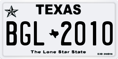 TX license plate BGL2010