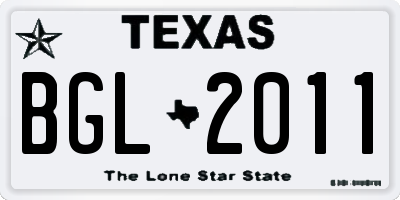 TX license plate BGL2011
