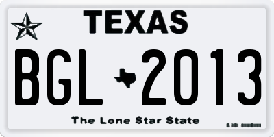 TX license plate BGL2013