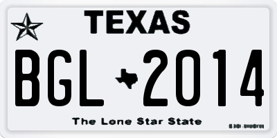 TX license plate BGL2014