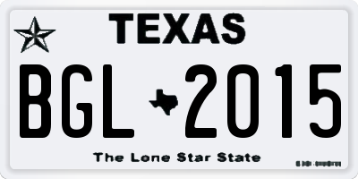 TX license plate BGL2015