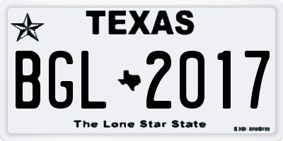 TX license plate BGL2017