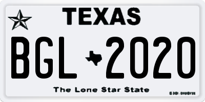 TX license plate BGL2020