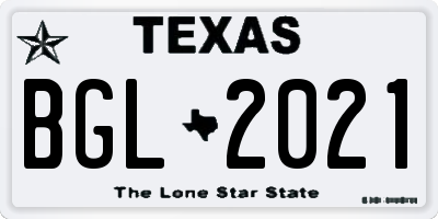 TX license plate BGL2021