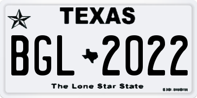 TX license plate BGL2022