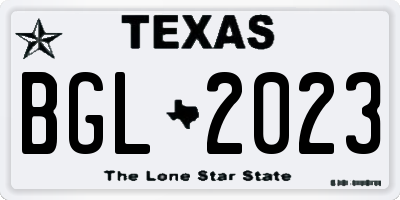 TX license plate BGL2023