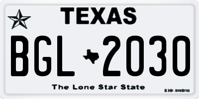 TX license plate BGL2030