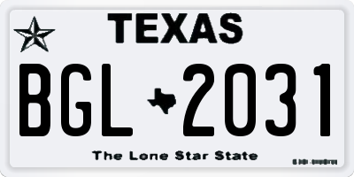TX license plate BGL2031