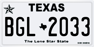 TX license plate BGL2033