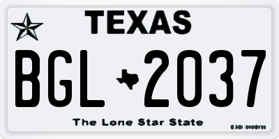 TX license plate BGL2037