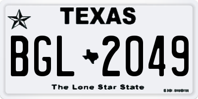 TX license plate BGL2049