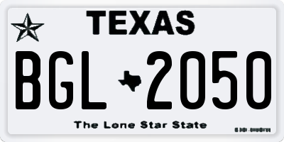 TX license plate BGL2050
