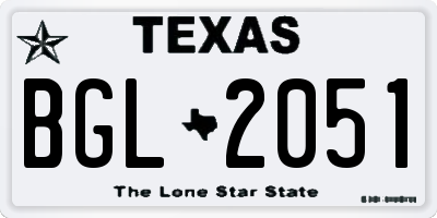 TX license plate BGL2051