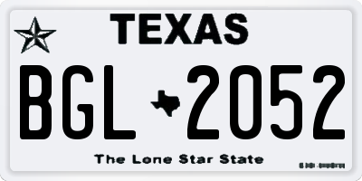 TX license plate BGL2052