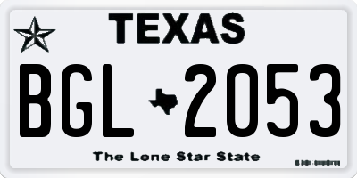 TX license plate BGL2053