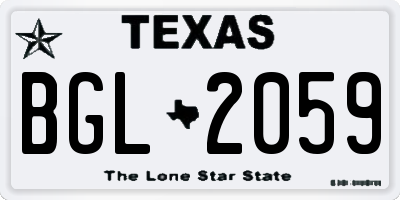 TX license plate BGL2059