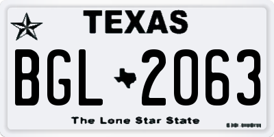 TX license plate BGL2063