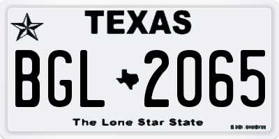 TX license plate BGL2065