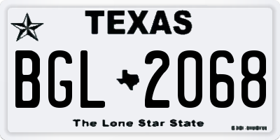 TX license plate BGL2068