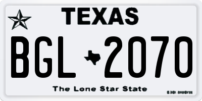 TX license plate BGL2070