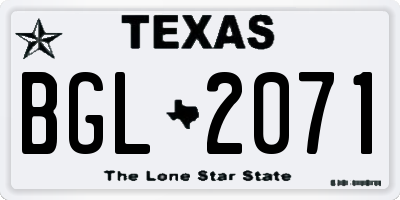 TX license plate BGL2071