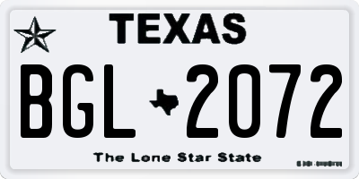 TX license plate BGL2072