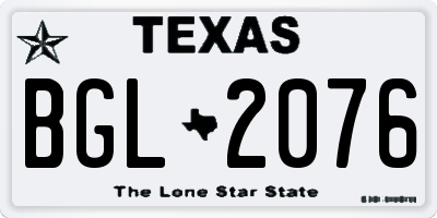 TX license plate BGL2076
