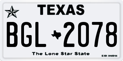 TX license plate BGL2078