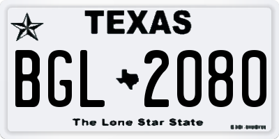 TX license plate BGL2080