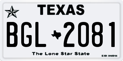 TX license plate BGL2081