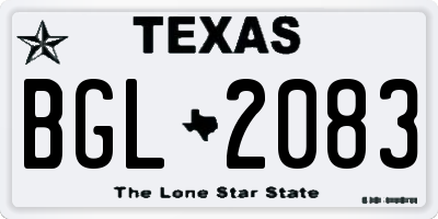 TX license plate BGL2083