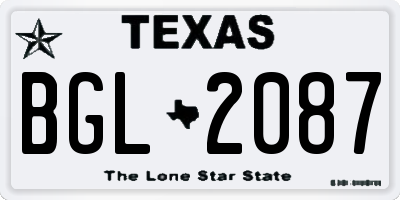 TX license plate BGL2087