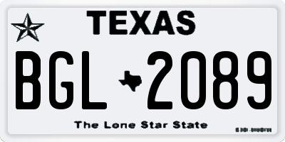 TX license plate BGL2089