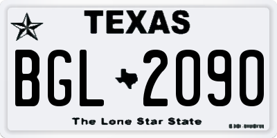 TX license plate BGL2090