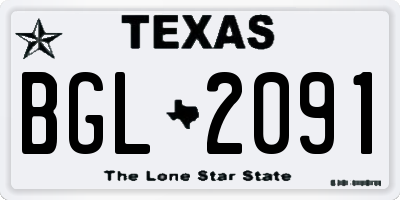TX license plate BGL2091