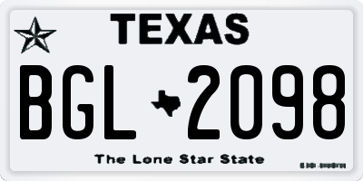 TX license plate BGL2098
