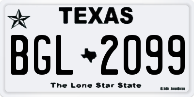 TX license plate BGL2099