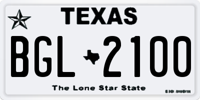 TX license plate BGL2100