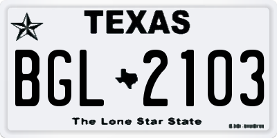 TX license plate BGL2103