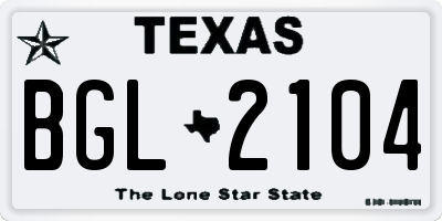 TX license plate BGL2104