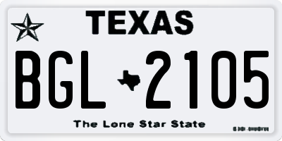 TX license plate BGL2105