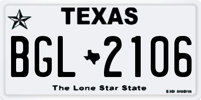 TX license plate BGL2106