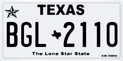TX license plate BGL2110