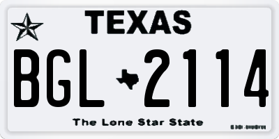 TX license plate BGL2114
