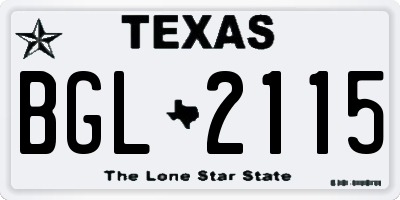 TX license plate BGL2115