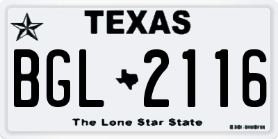 TX license plate BGL2116