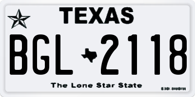 TX license plate BGL2118